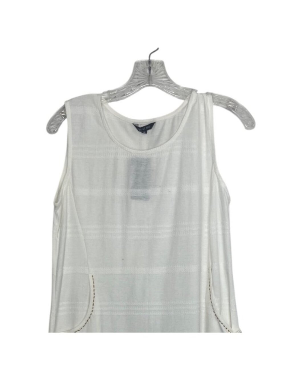 Yak & Yeti Sleeveless Cotton Dress Pockets Medium White New - Picture 3 of 8
